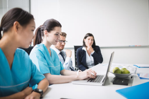 Team of nurses in a meeting at conference room